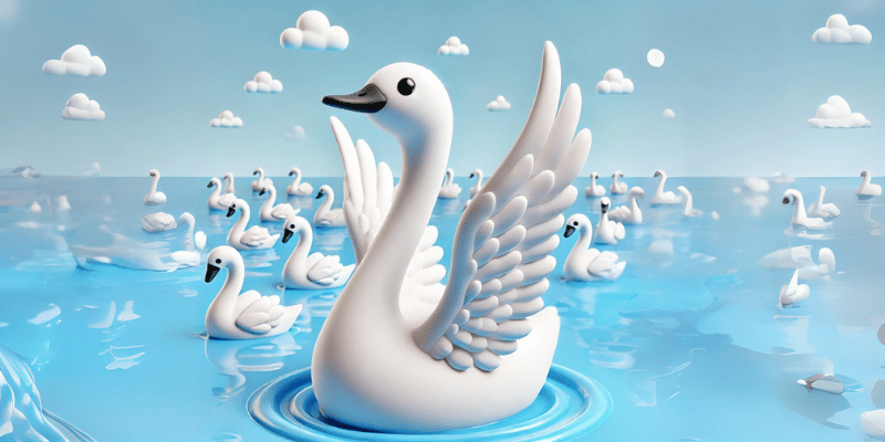 A Beautiful Swan Swimming Happily