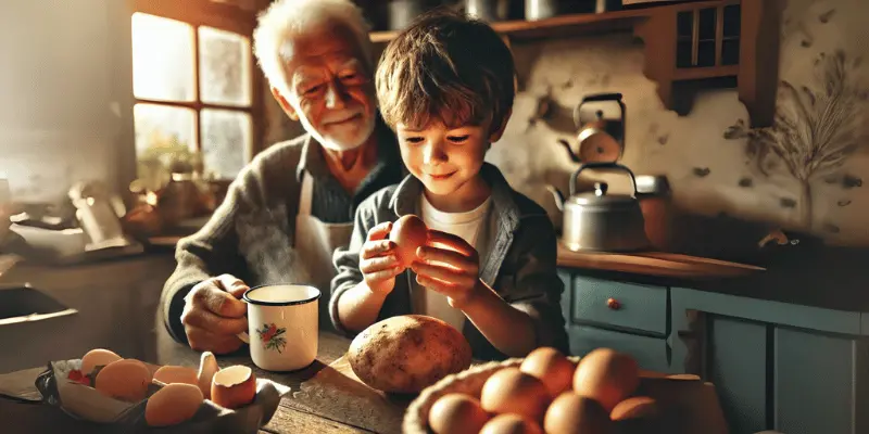 A Boy Watching The Egg