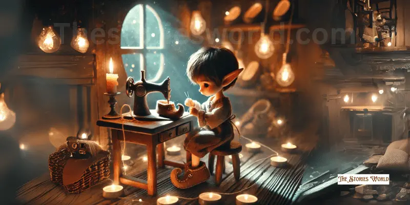 A Tiny Elf Stitching Shoes