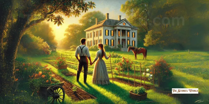 Clara And Dawson Work Standing In Front Of Magnolia Estate.