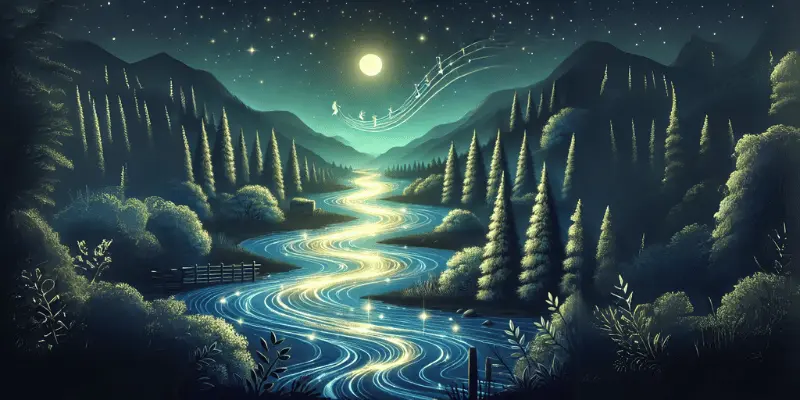 A Magical, Glowing River Under The Moonlight.