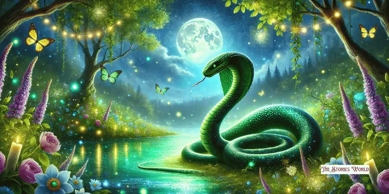 Green Serpent With Glittering Emerald