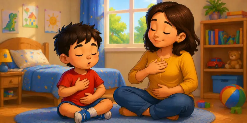 Leo Practicing Calm Down With His Mother