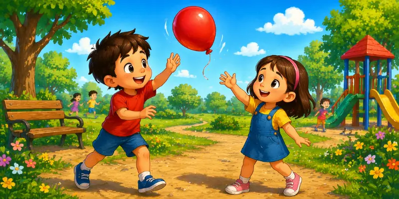Leo And His Friend Playing With Balloon