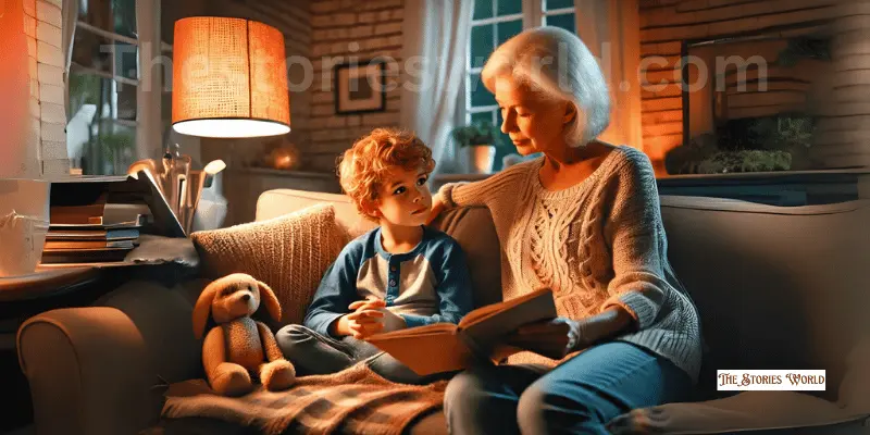 The Boy Sitting With His Grandmother