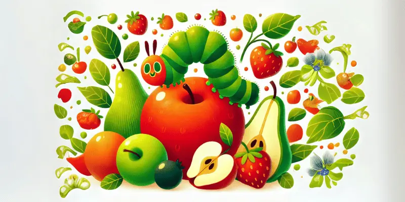 The Caterpillar Munching Through Fruits.