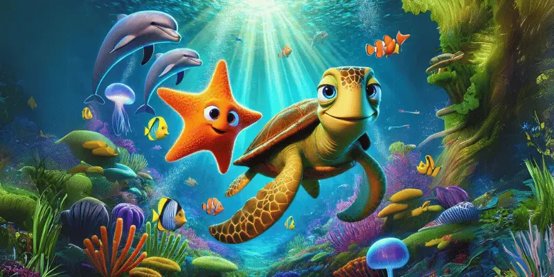 The Starfish And Turtle Swam Together