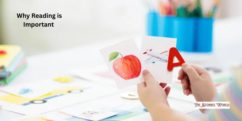 Why Reading Is Important A Baby Holding A Card With Alphabet, And Another With Apple Pic
